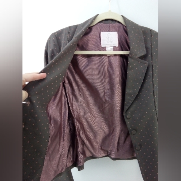 Rebecca Taylor Wool Blend Swiss Dot Gray Pink Blazer Jacket 8 Hong Kong Pockets - Picture 10 of 12